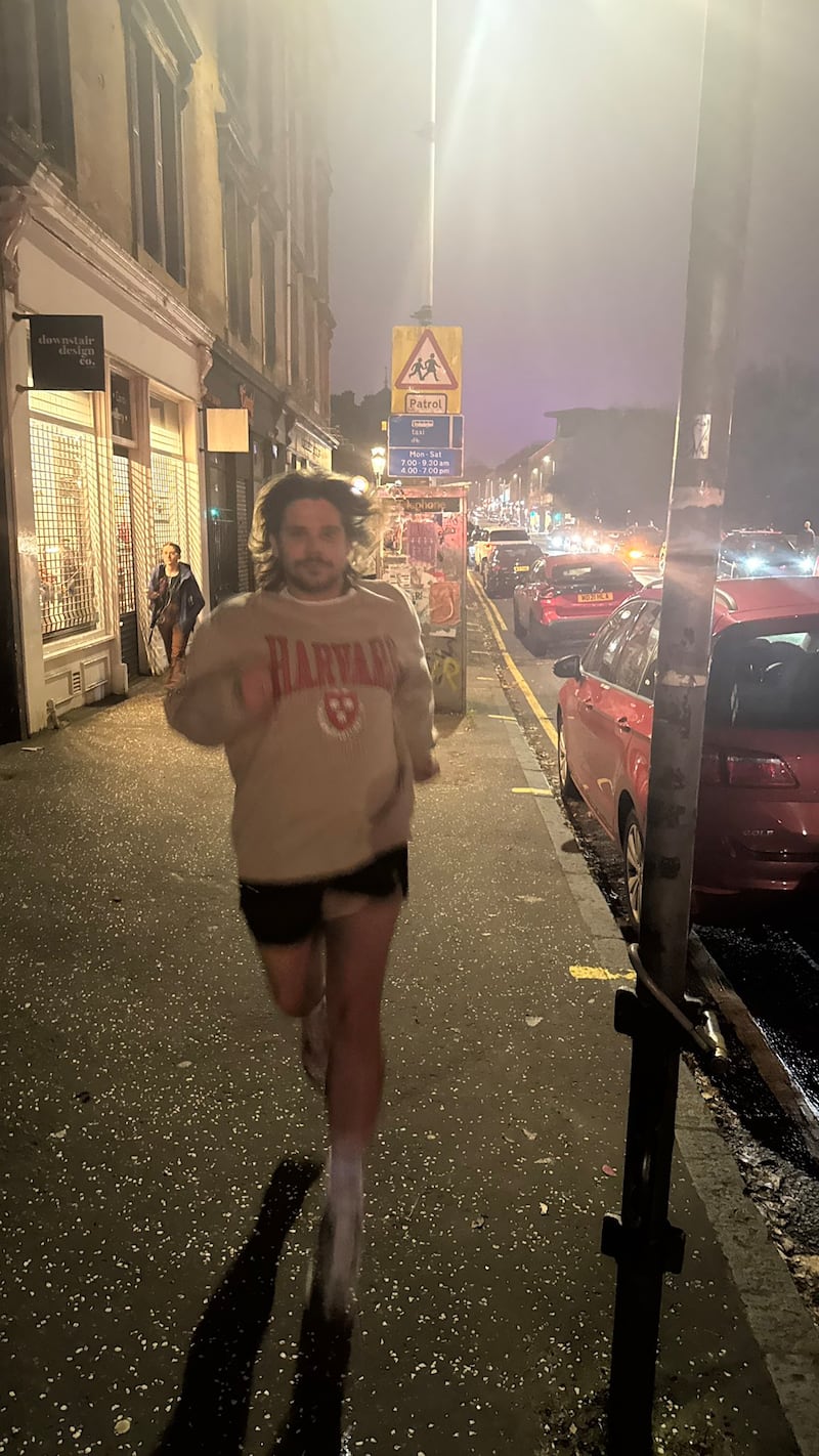 Eric Graca recreated the iconic image of the late Princess jogging while wearing a Harvard jumper and cycling shorts in the 1990s