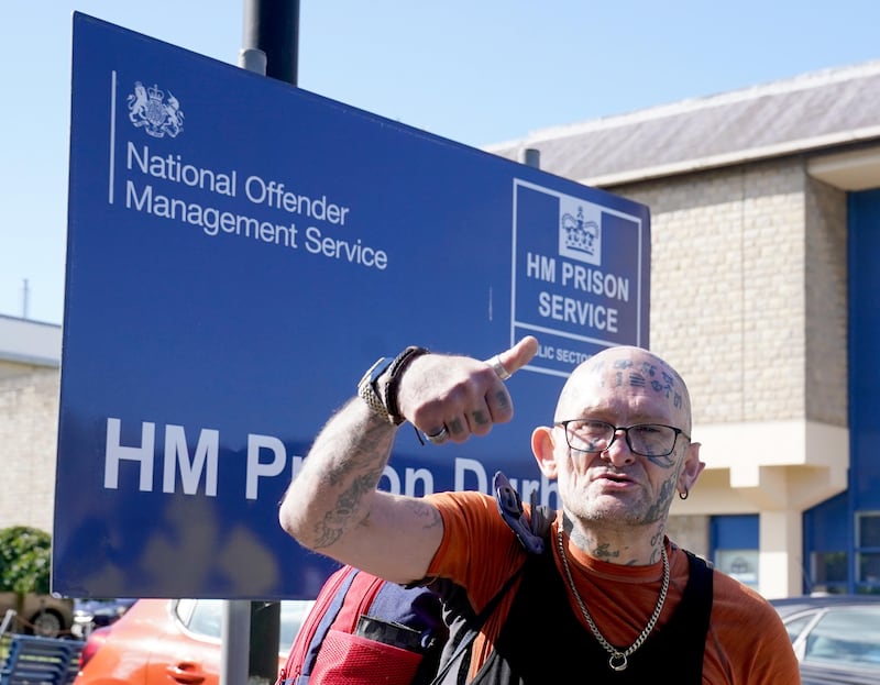 Jason Hoganson seen outside HM Prison Durham following his early release from prison in September