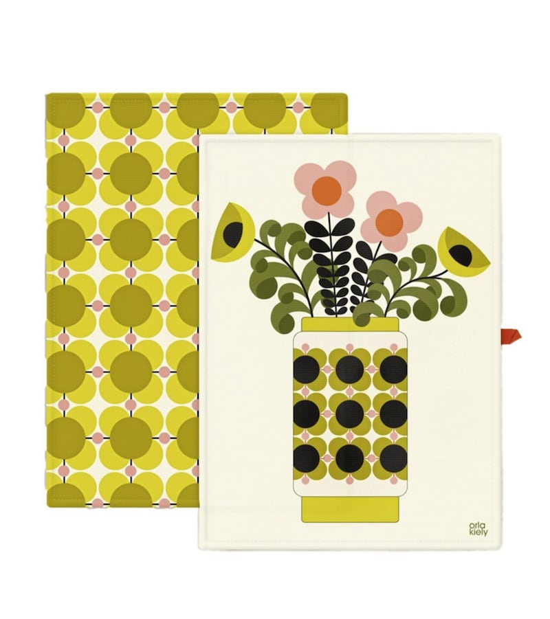 Orla Kiely Set of 2 Tea Towels in Atomic Flower Yellow, Orla Kiely