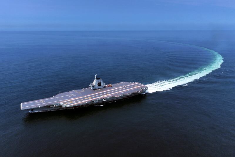 China’s third conventionally powered aircraft carrier,(Ding Ziyu/Xinhua via AP)