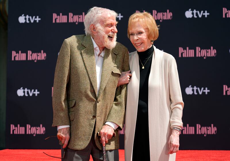 Actor Dick Van Dyke and comedian Carol Burnett pose together during a hand and footprint ceremony (Chris Pizzello/AP)