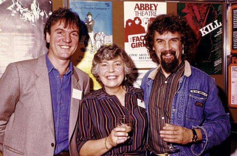 Betty Craig with singer-songwriter Ralph McTell, left, and comedian Billy Connolly 