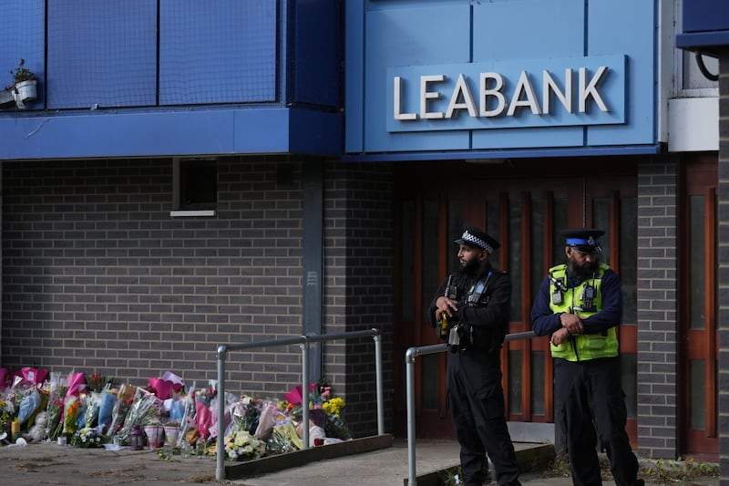 Police officers at Leabank in Luton, Bedfordshire