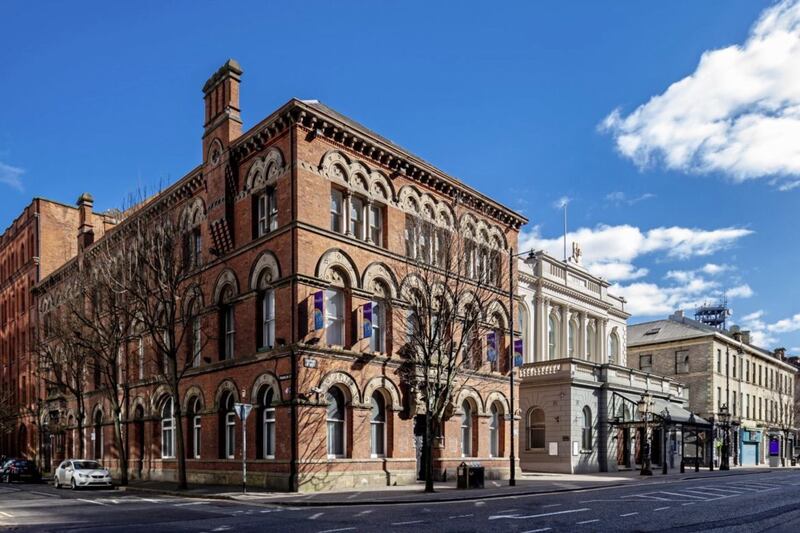 The former Bryson House and Ulster Hall, both designed by W.J. Barre, on Bedford Street in Belfast city centre. Picture by David Bunting. 