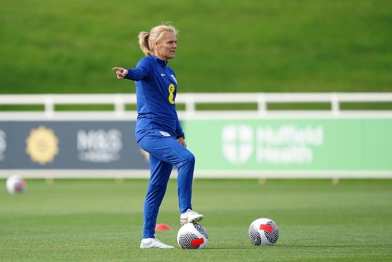 Wiegman during a training session at St George’s Park