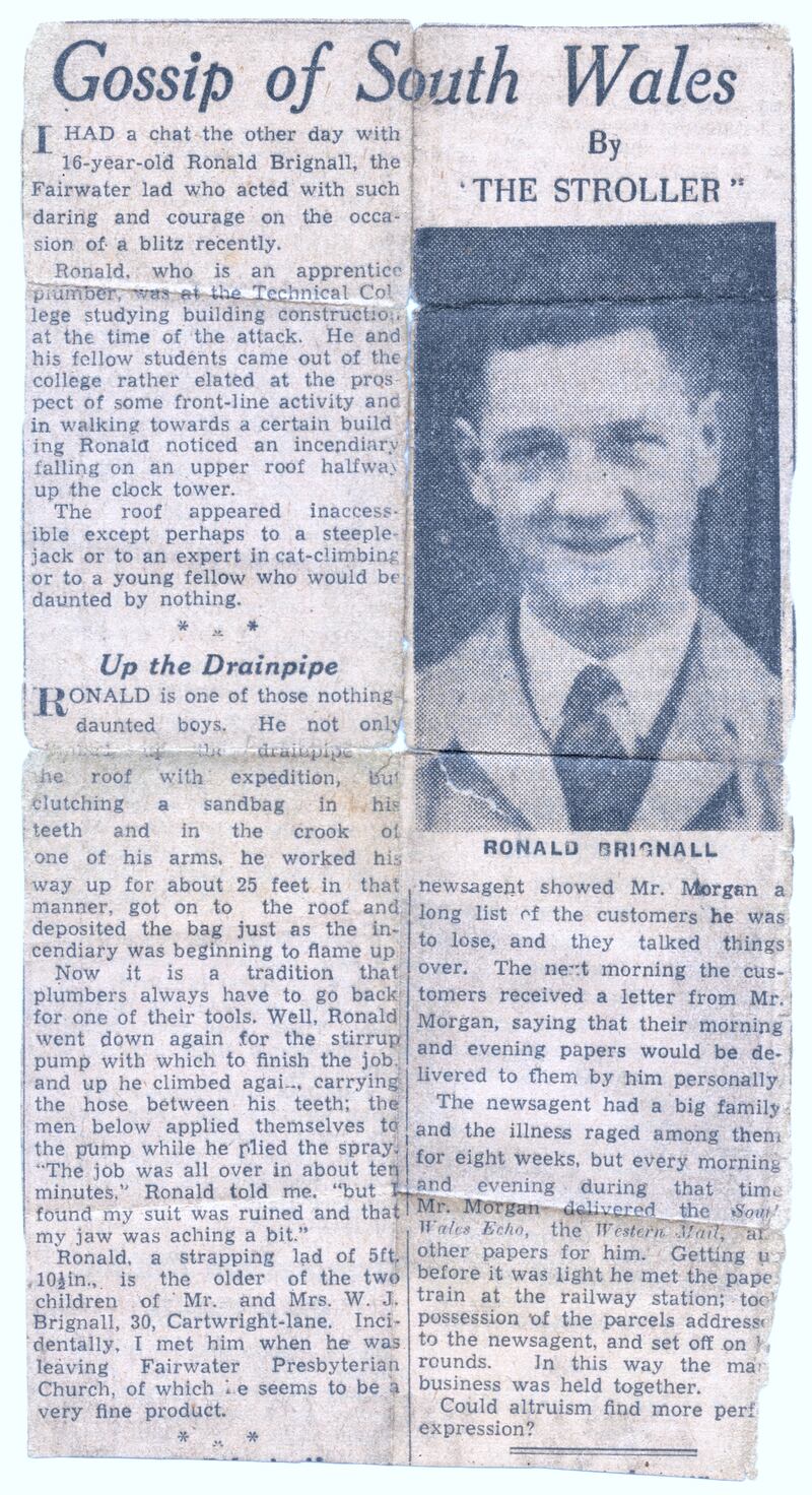 A newspaper cutting of Mr Brignall’s exploits