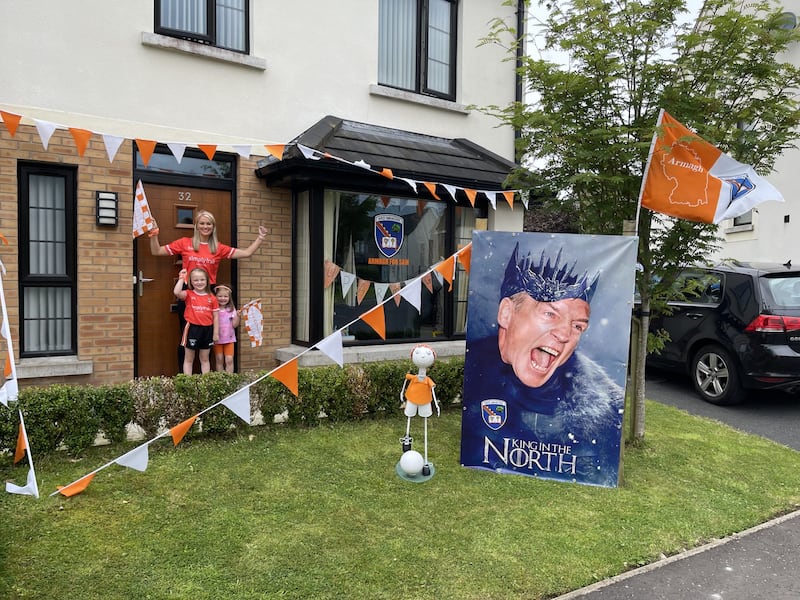 The display includes a striking poster featuring Armagh manager Kieran McGeeney as 'king in the north'