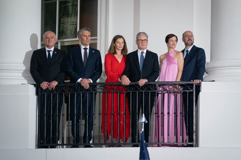 Sir Keir Starmer and wife Victoria with the Prime Minister of Bulgaria Dimitar Glavchev, Prime Minister of the Netherlands Dick Schoof, Amelie Derbaudrenghien and her husband Charles Michel, the European Council president, at the White House