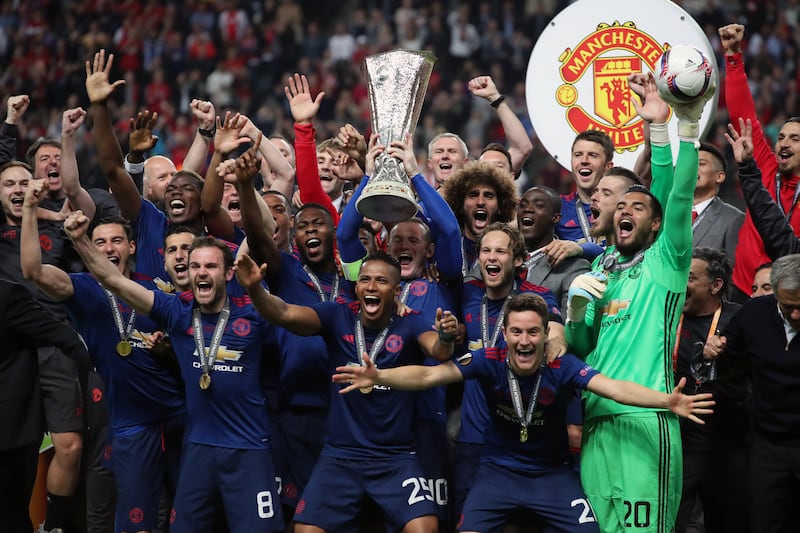 Wayne Rooney lifted the Europa League trophy in 2017