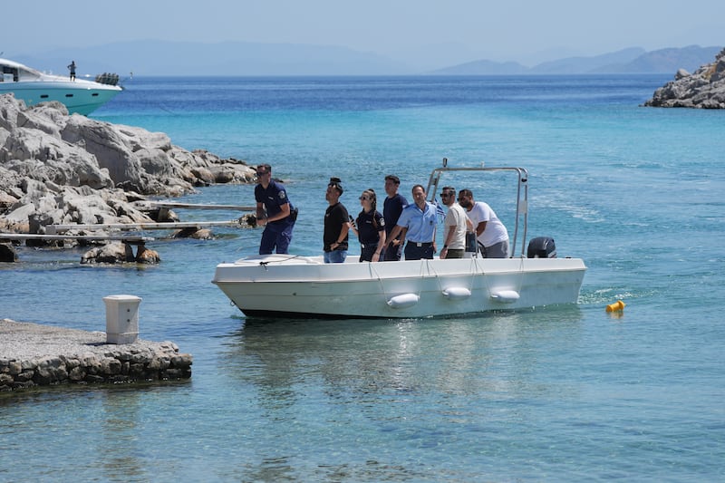 Emergency services on a boat at Agia Marina in Symi, Greece, where Michael Mosley’s body was discovered