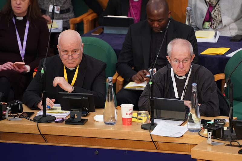 Archbishop of York Stephen Cottrell (left) with Archbishop of Canterbury Justin Welby during the General Synod