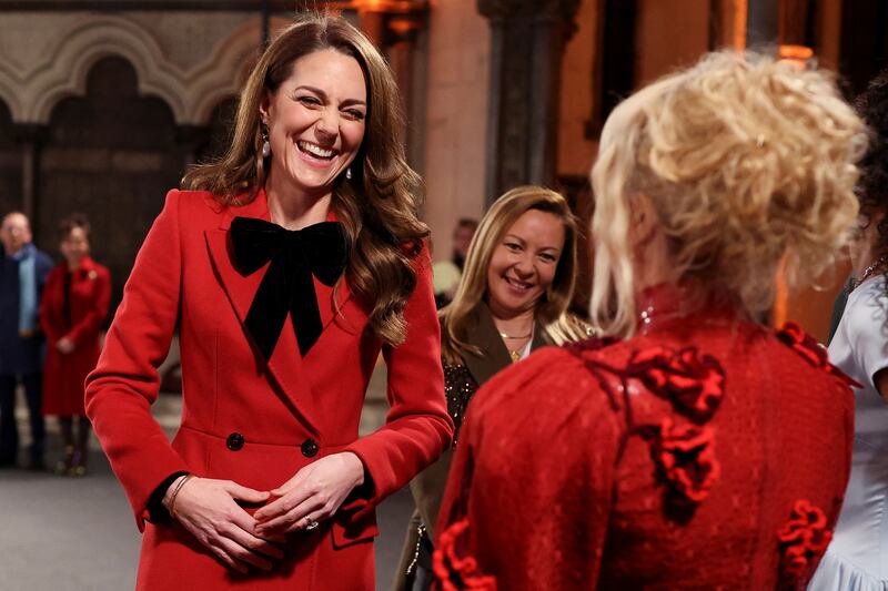 The Princess of Wales laughs with Paloma Faith at Kate’s Together At Christmas carol service in Westminster Abbey in December