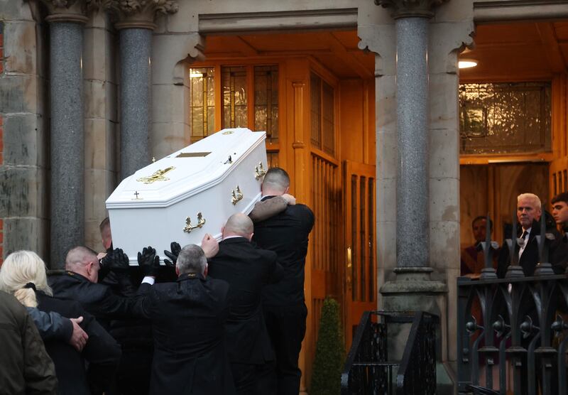 The funeral of Chloe Ferris  took place at St Paul’s Church in Belfast for Requiem Mass followed by burial in Milltown Cemetery.
PICTURE COLM LENAGHAN