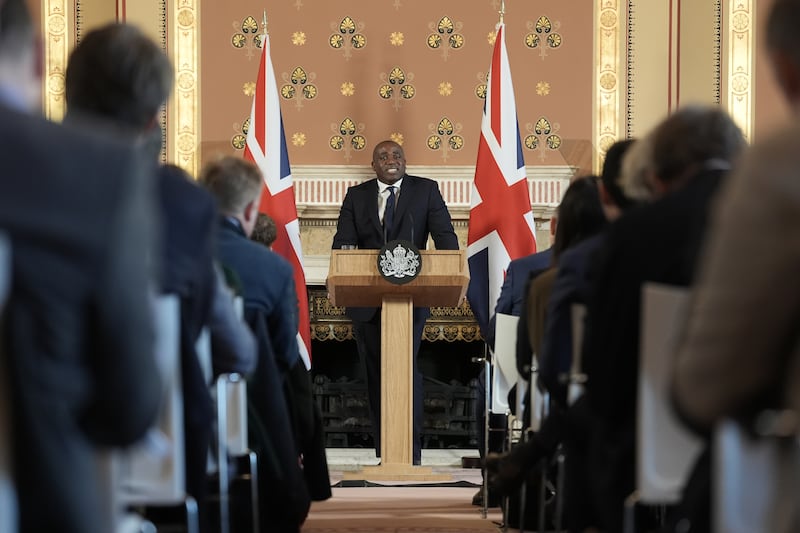 David Lammy addressed diplomats, officials and journalists at the Foreign Office