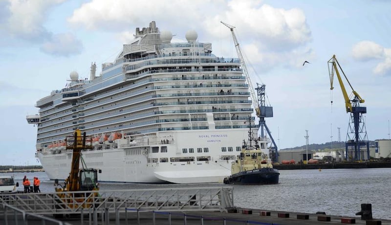 Pacemaker Press Belfast 14-05-2015: .The Royal Princess cruise Ship , which carries 5,000 passengers and crew, arrives in Belfast Harbour on thursday afternoon, he &Acirc;&pound;470m vessel, which was launched by Catherine, Duchess of Cambridge, in 2013, is a flagship of Princess Cruises&#39; fleet and confirms the city&#39;s increasing popularity as a cruise destination...Picture Colm Lenaghan/Pacemaker. 