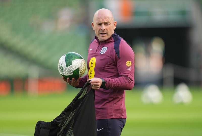 Carsley put out the cones for England’s warm-up in Dublin