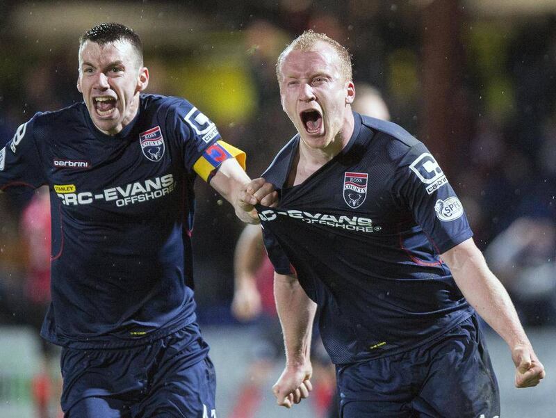 Ross County&#39;s Liam Boyce celebrates his goal against St Johnstone 