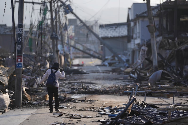 Devastated was caused to buildings in Wajima in the Noto peninsula (AP)