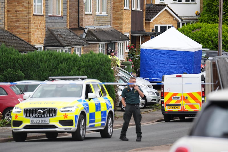 Police at the scene in Ashlyn Close, Bushey