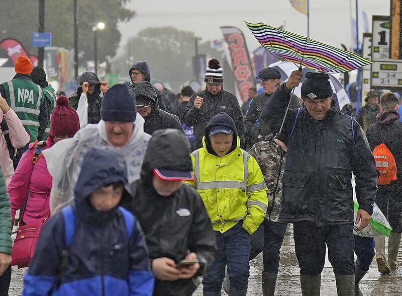 Crowds brave the weather during the National Ploughing Championships at Ratheniska, Co Laois