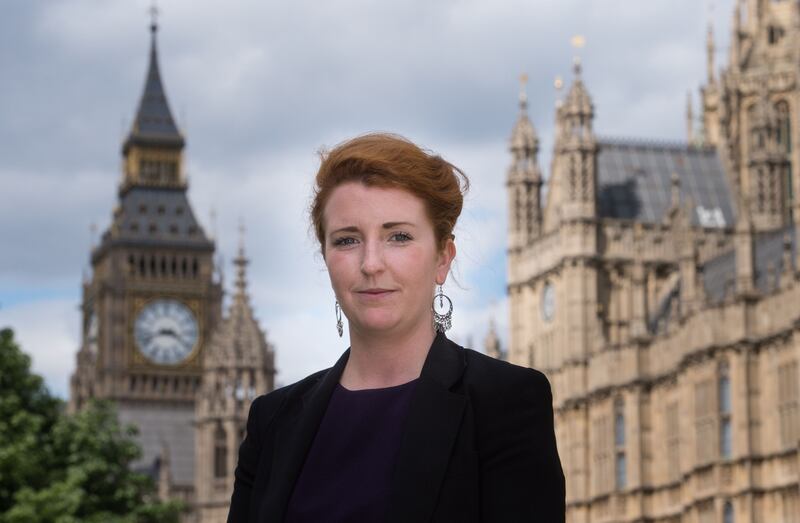 Newly elected Louise Haigh outside the Houses of Parliament in June 2015