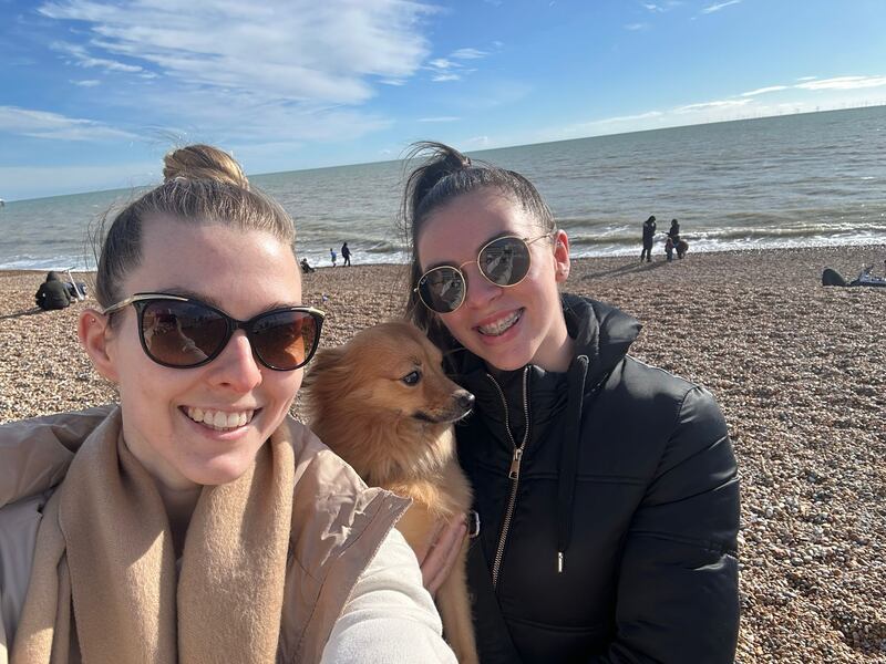 Kim Ward and Shannon Foley with their dog