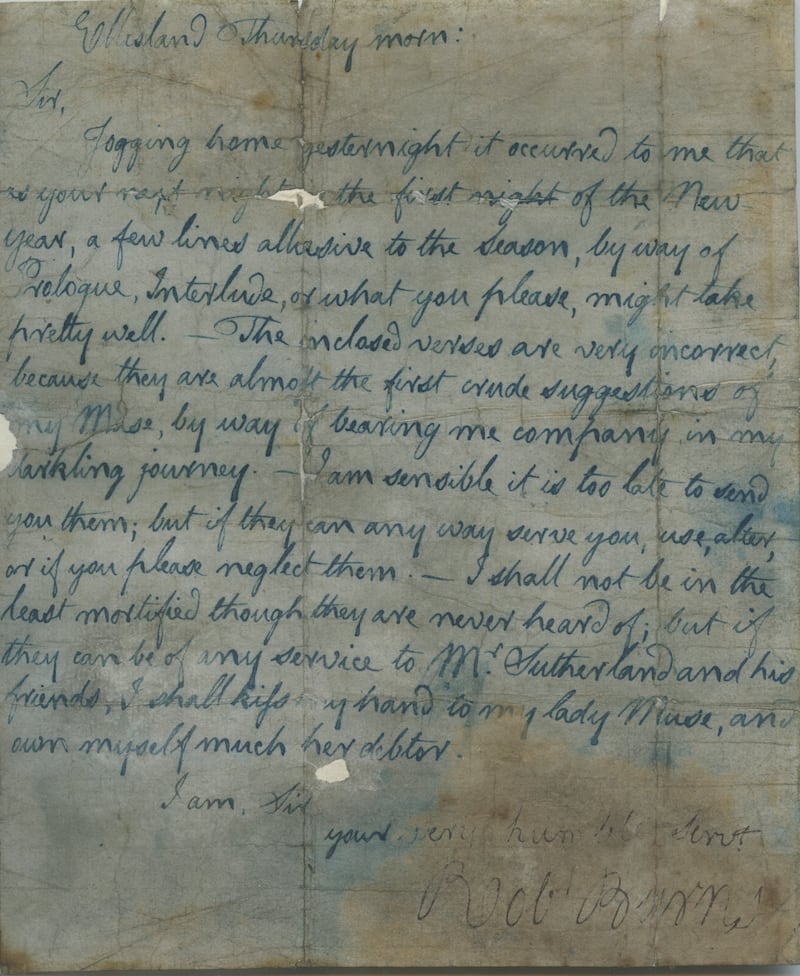 Burns’s letter to George Sutherland