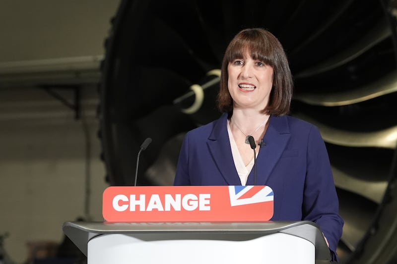Shadow chancellor Rachel Reeves delivering a speech during a visit to Rolls-Royce in Derby this week