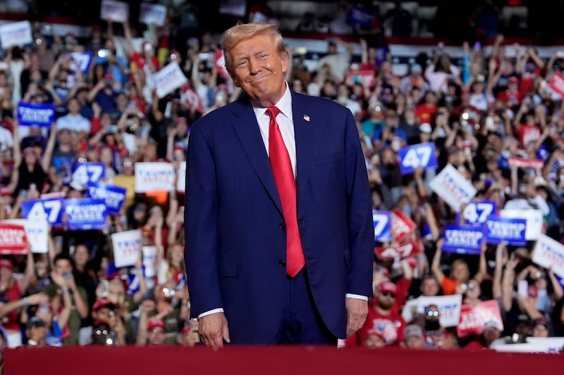 Donald Trump at Casey Plaza in Wilkes-Barre, Pennsylvania (Carolyn Kaster/AP)