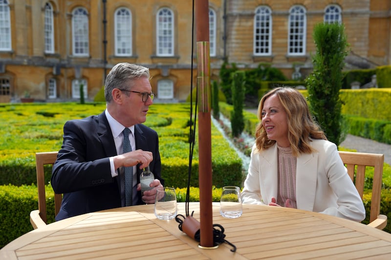 Prime Minister Sir Keir Starmer with Italy’s Prime Minister Giorgia Meloni at Blenheim Palace