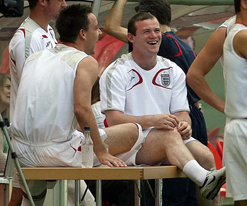 Wayne Rooney, sharing a joke with John Terry, was passed fit to play in the 2006 World Cup