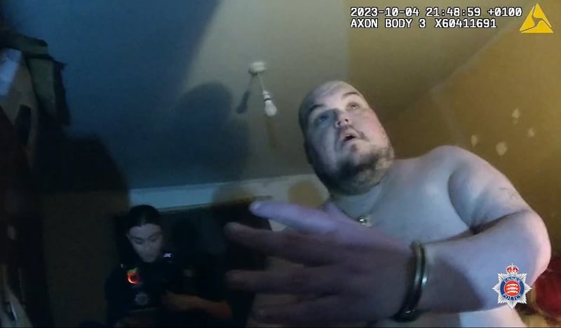 Plumb was shirtless when officers forced open his front door (Essex Police)