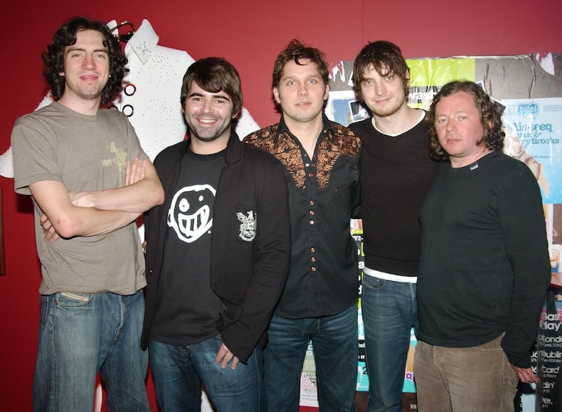 Gary Lightbody, Mark McClelland, Johnny Quinn, Nathan Connolly and Tom Simpson from rock group Snow Patrol