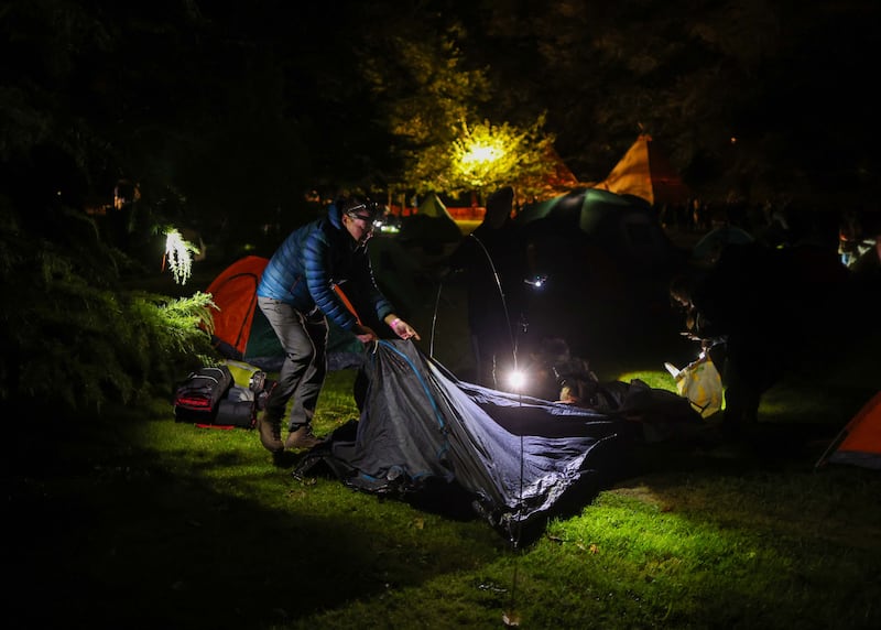 The big sleep out at Stormont  to raise awareness of homelessness.
PICTURE COLM LENAGHAN