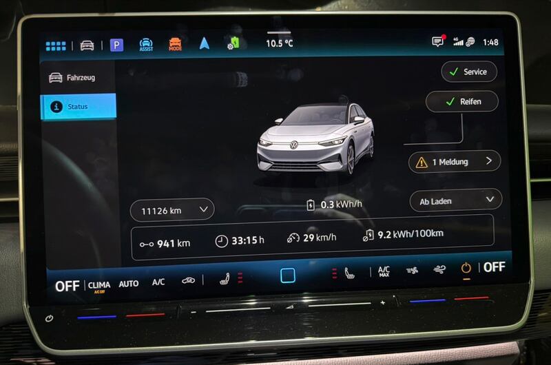 The car achieved the 941km on a single charge – the equivalent of 585 miles. (Volkswagen)