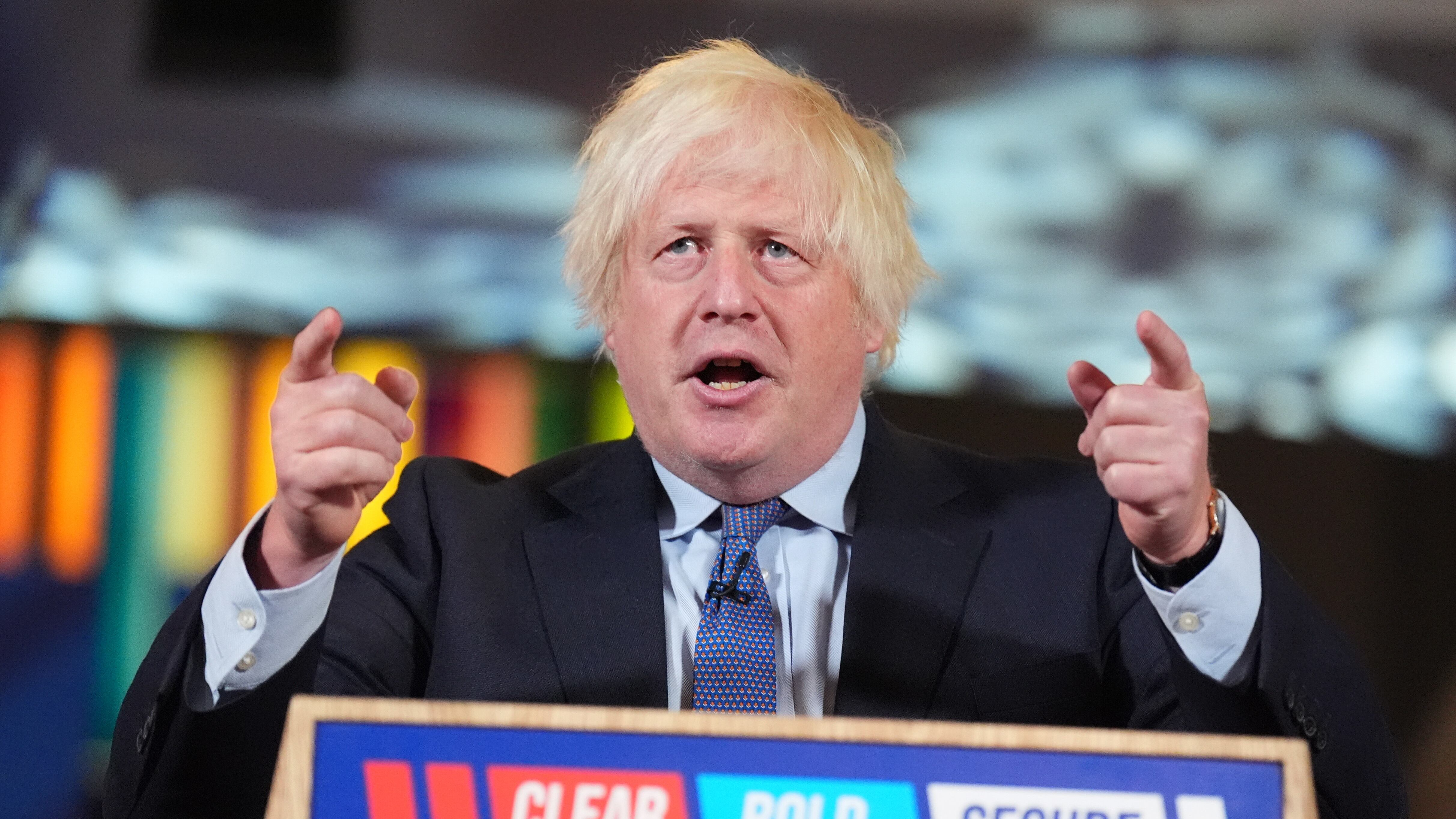 Boris Johnson delivers a speech in central London at a Conservative Party campaign event