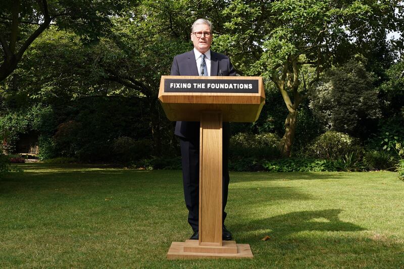 Sir Keir Starmer spoke from the Downing Street rose garden on Tuesday