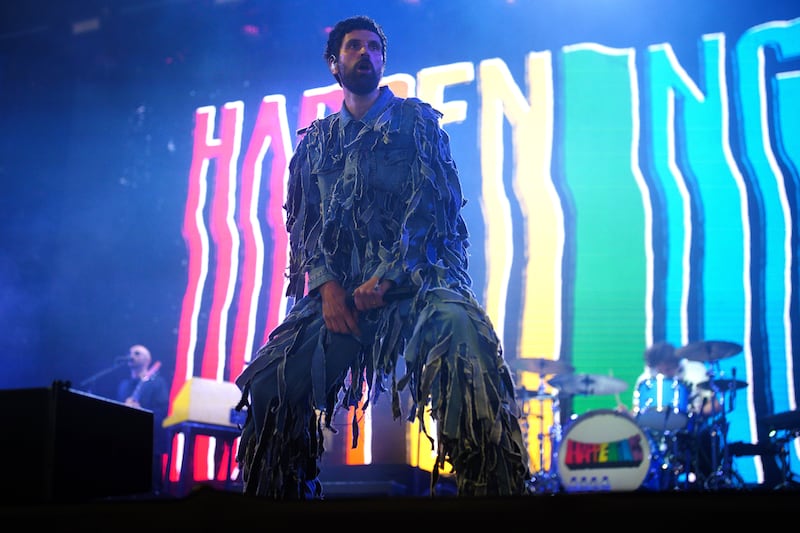 Kasabian performing on the Woodsies Stage at Glastonbury Festival