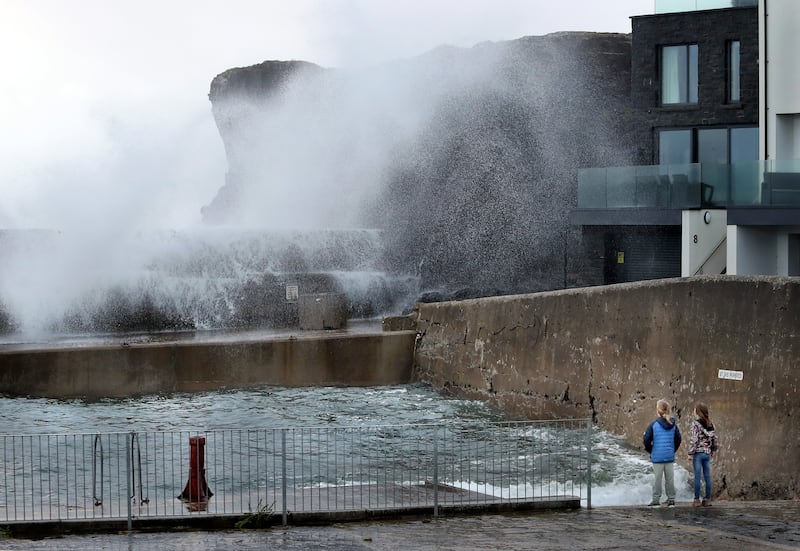 The tail end of Hurricane Ernesto teases its way around the north coast of Northern-Ireland at Portstewart in Co-Derry with the next few days expected to bring more gales, heavy rain and high tides. Picture Margaret McLaughlin  20-8-2024