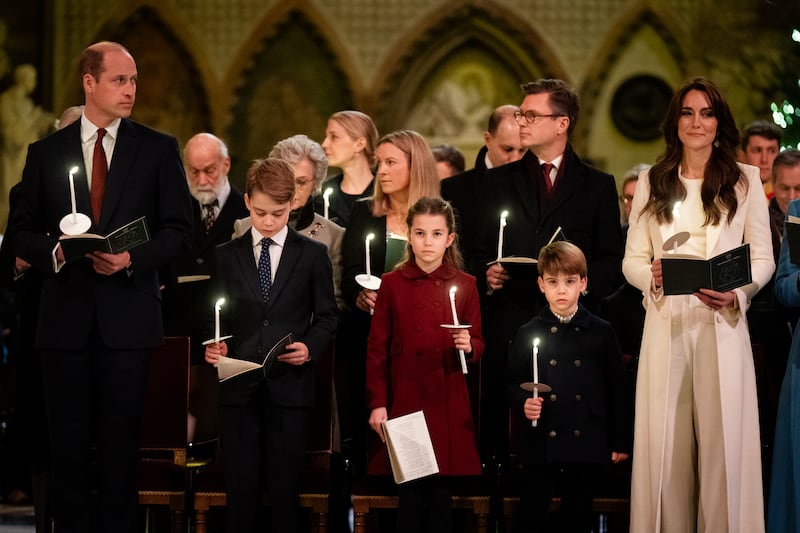 The Prince and Princess of Wales and their children at last year’s Christmas carol service organised by Kate