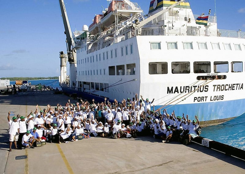 A group of Chagossians on a visit to Diego Garcia in April 2006