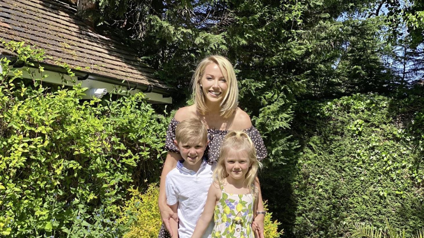 Laura Hamilton, presenter on Channel Four&#39;s A Place In The Sun, with her children Rocco and Tahlia 