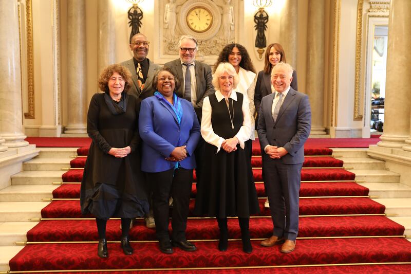 The judges and chair of BBC 500 Words with the Queen