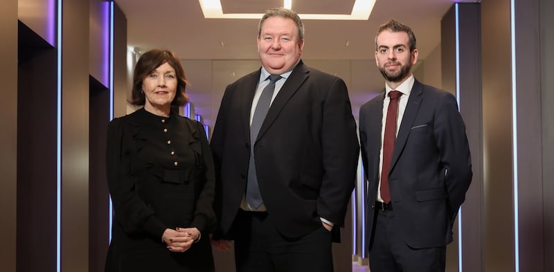 L-R: Economist Maureen O’Reilly, BDO NI boss Brian Murphy and Stuart Anderson from the NI Chamber, pictured after the business body published its latest quarterly economic survey for the final three months of 2024.