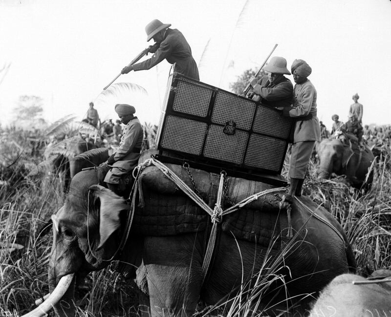 King George V tiger shooting in Nepal in 1912