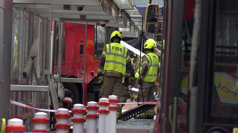 The scene where a pedestrian was killed at London Victoria bus station in central London