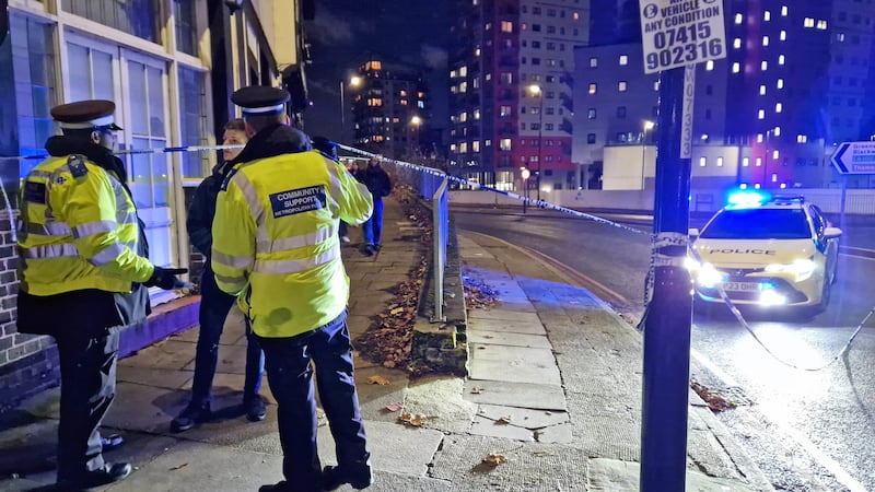 Police at the scene in Woolwich on Tuesday evening