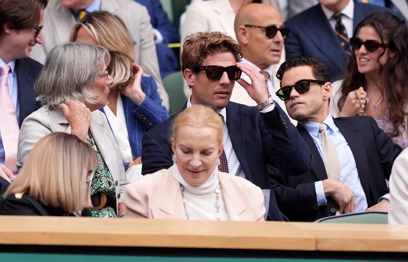 James Norton, Lavinia Norton and Rami Malek in the royal box