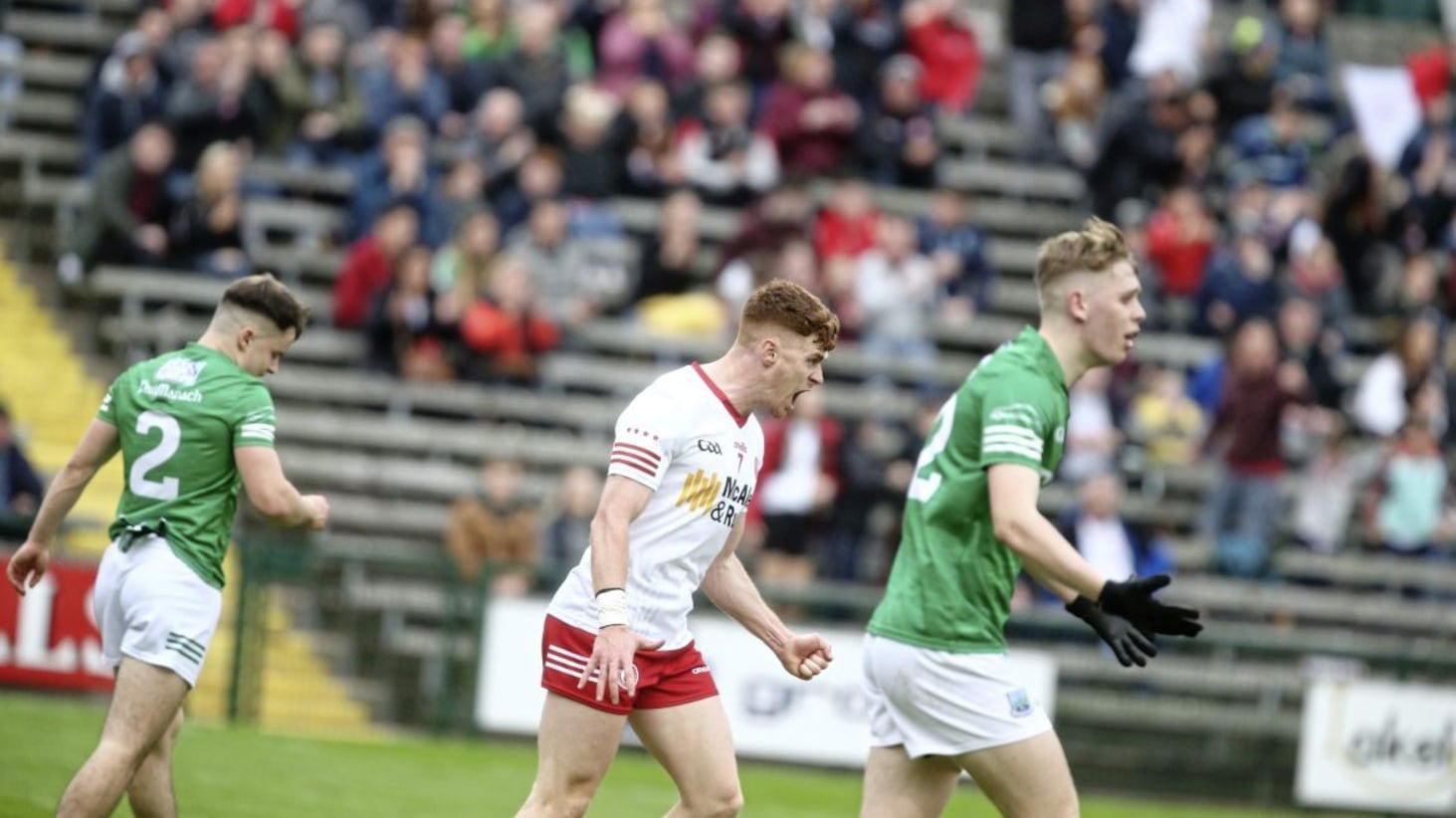 Darragh McGurn had a potential goal chance for Fermanagh on 32 minutes. Thirty seconds later, Conor Meyler had the ball in the net for Tyrone PictureL Philip Walsh. 