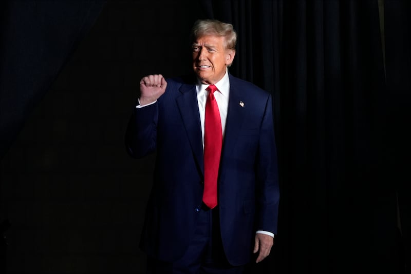 Donald Trump, shortly after arriving at the Greensboro Coliseum for his Tuesday night campaign rally (Alex Brandon/AP)